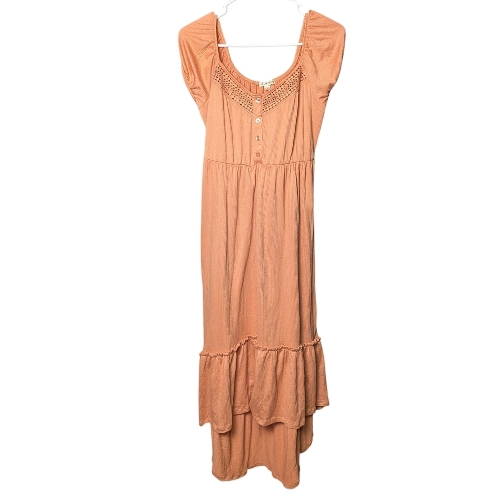 Derek Heart Elegant Coral Orange Maxi Dress Western Southern Charm Cottage Fairy